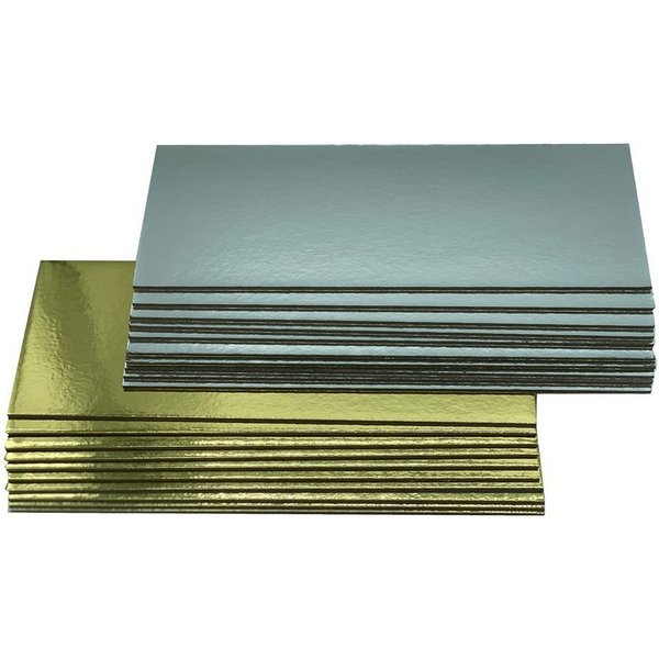 KITCHENDREAM Tortenplatte CakeBoard Set Kuchenplatte eckig gold UND silber in 3 mm starker Pappe, (10-tlg)