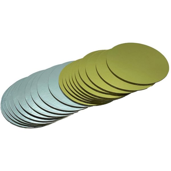 KITCHENDREAM Tortenplatte CakeBoard Set Kuchenplatte rund gold UND silber in 3 mm starker Pappe, (10-tlg)