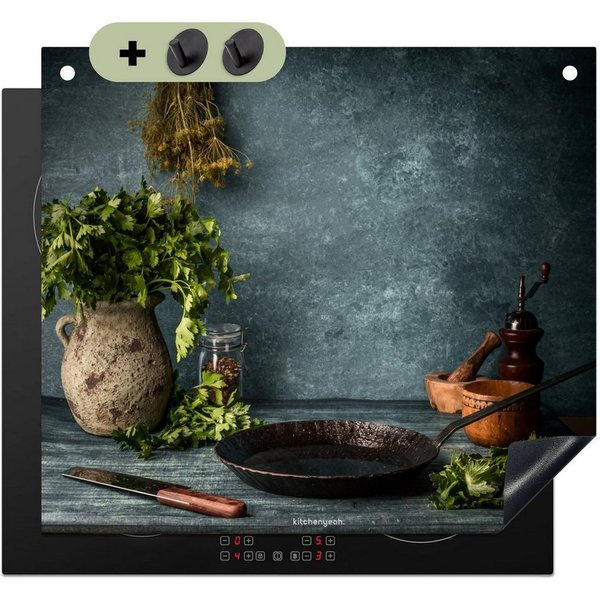KitchenYeah Küchenrückwand Kräuter - Stilleben - Gewürze, (1-tlg), Induktion Schutzmatte, Induktionsherd Abdeckung, 60x60 cm
