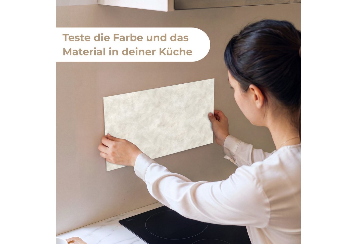 KitchenYeah Küchenrückwand Muster selbstklebend (keine Folie) Cremebeige - Marmor - Adern, (1-tlg), Spritzschutz, Küche, Rückwand, Küchenwand, Küchenfront, 30x2 – Bild 2 von 4