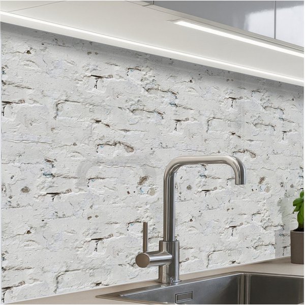 KitchenYeah Küchenrückwand Muster selbstklebend (keine Folie) Abgenutzt - Putz - Risse, (1-tlg), Spritzschutz, Küche, Rückwand, Küchenwand, Küchenfront, 30x20 c