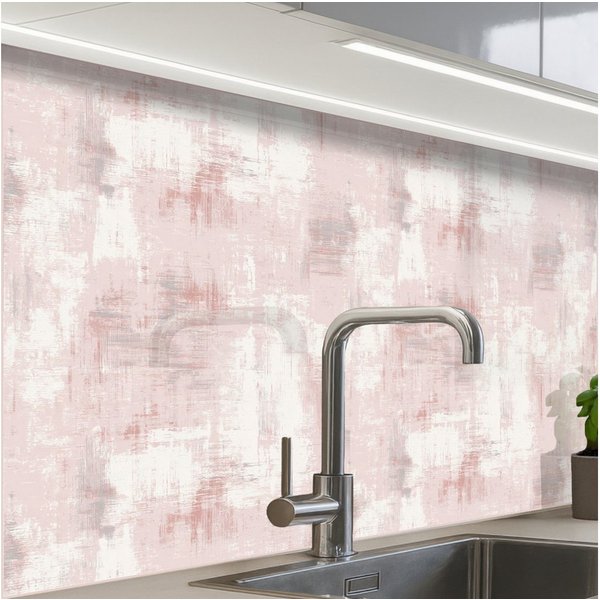 KitchenYeah Küchenrückwand Muster selbstklebend (keine Folie) Pinselstreifen - Verblasst - Rosa, (1-tlg), Spritzschutz, Küche, Rückwand, Küchenwand, Küchenfront