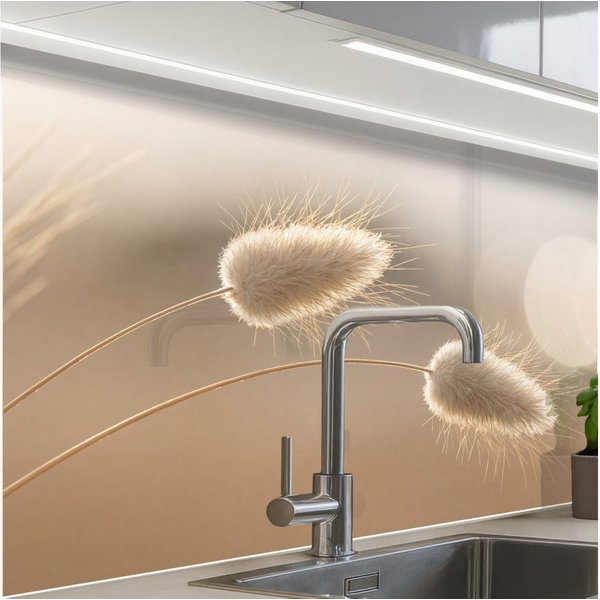KitchenYeah Küchenrückwand Muster selbstklebend (keine Folie) Dunstschwanzgras - Grannenhaare - S, (1-tlg), Spritzschutz, Küche, Rückwand, Küchenwand, Küchenfro