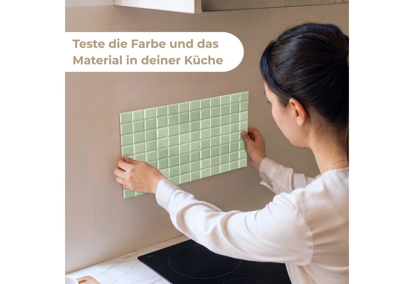 KitchenYeah Küchenrückwand Muster selbstklebend (keine Folie) Glänzend - Mosaik - Kacheln - Weich, (1-tlg), Spritzschutz, Küche, Rückwand, Küchenwand, Küchenfro – Bild 2 von 4