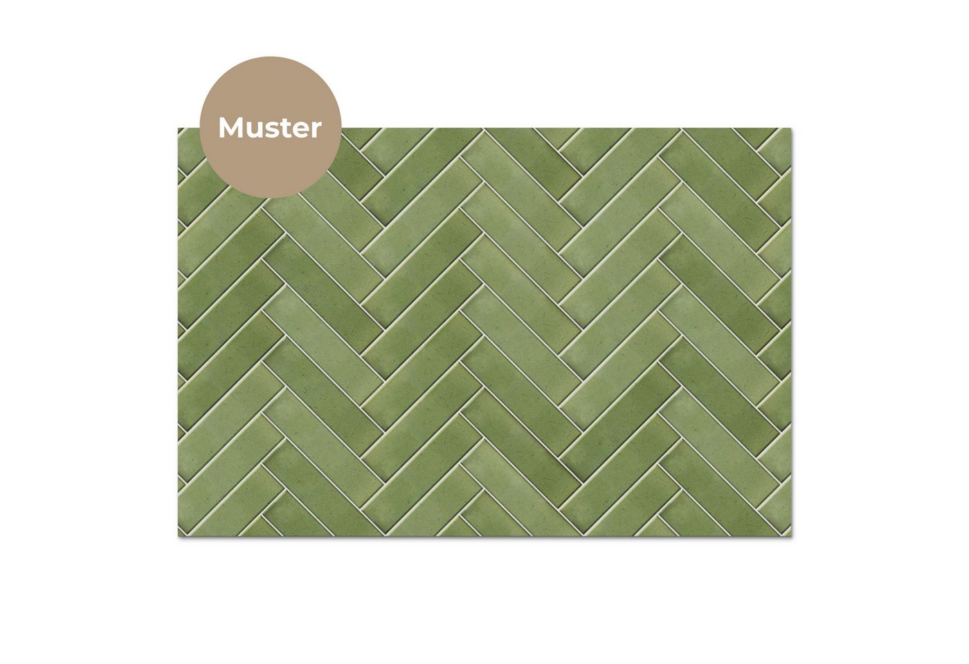 KitchenYeah Küchenrückwand Muster selbstklebend (keine Folie) Fischgrätmuster - Fliesen - Olivgrü, (1-tlg), Spritzschutz, Küche, Rückwand, Küchenwand, Küchenfro – Bild 3 von 4