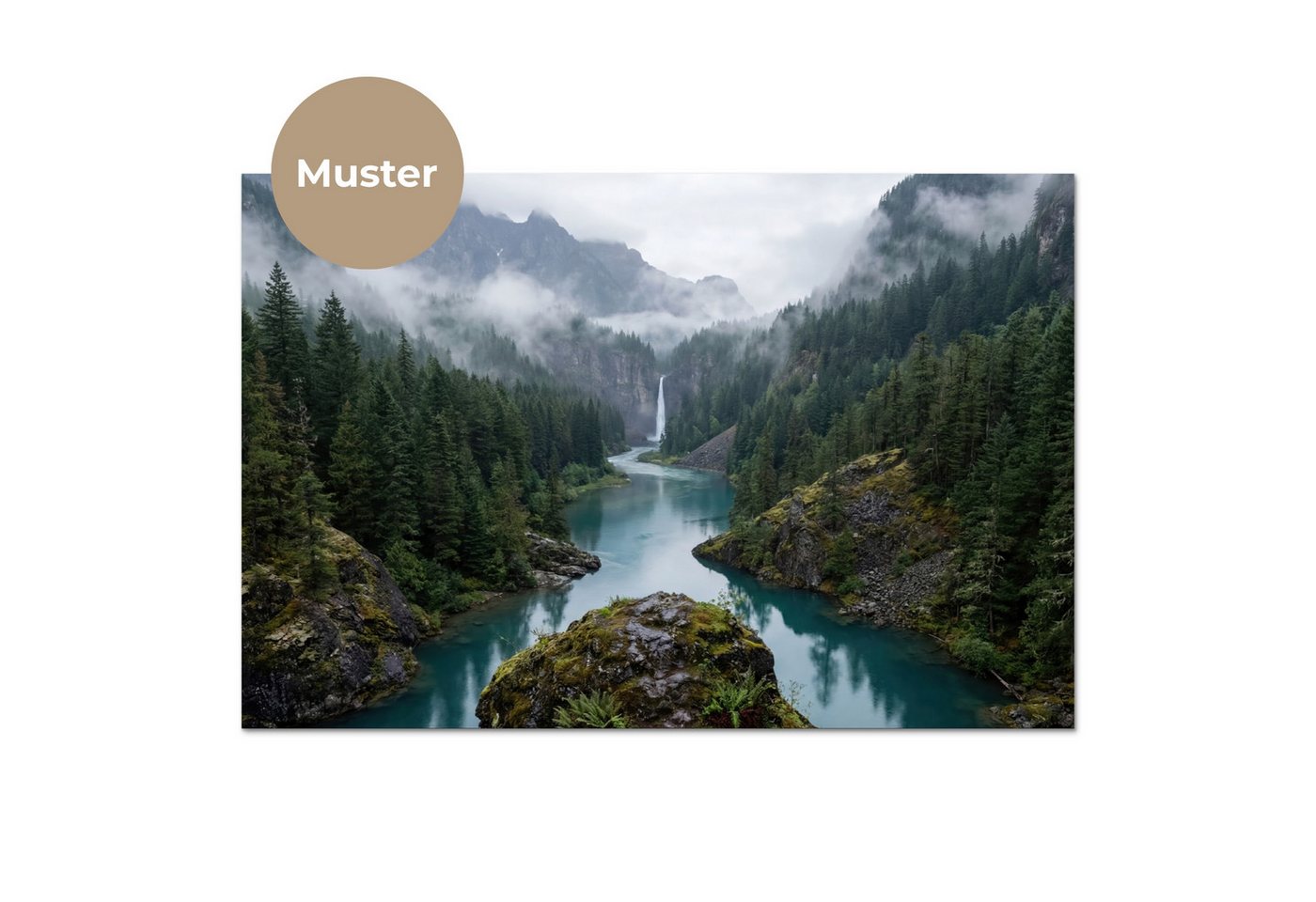 KitchenYeah Küchenrückwand Muster selbstklebend (keine Folie) Wasserfall - Bäume - Berge, (1-tlg), Spritzschutz, Küche, Rückwand, Küchenwand, Küchenfront, 30x20 – Bild 3 von 4