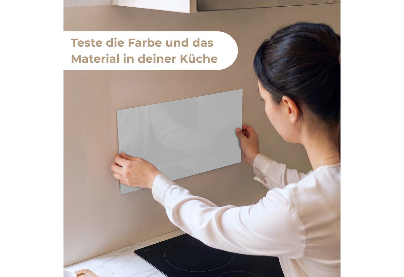 KitchenYeah Küchenrückwand Muster selbstklebend (keine Folie) Grau - Unifarbener Druck, (1-tlg), Spritzschutz, Küche, Rückwand, Küchenwand, Küchenfront, 30x20 c – Bild 2 von 4