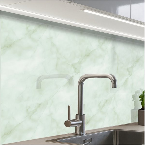 KitchenYeah Küchenrückwand Muster selbstklebend (keine Folie) Grün - Marmor - Fließende Adern, (1-tlg), Spritzschutz, Küche, Rückwand, Küchenwand, Küchenfront, 