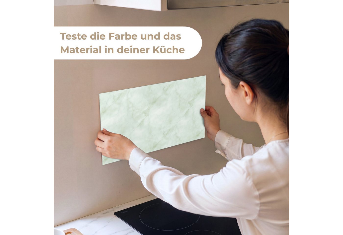 KitchenYeah Küchenrückwand Muster selbstklebend (keine Folie) Grün - Marmor - Fließende Adern, (1-tlg), Spritzschutz, Küche, Rückwand, Küchenwand, Küchenfront,  – Bild 2 von 4