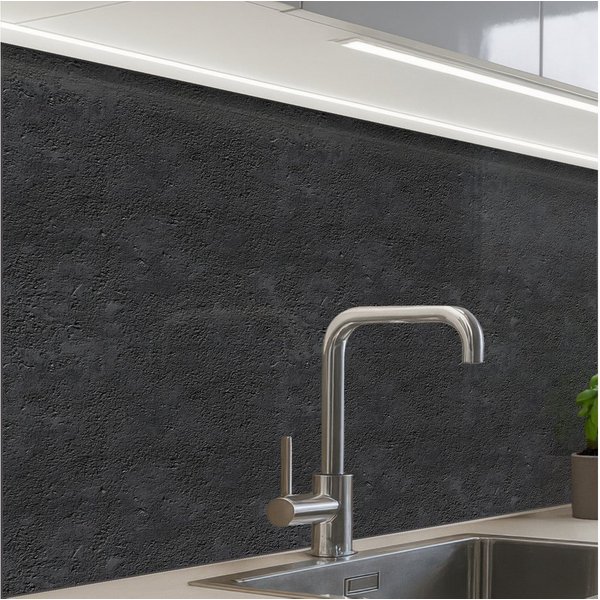 KitchenYeah Küchenrückwand Muster selbstklebend (keine Folie) Dunkelgrau - Asphalttextur - Rauh, (1-tlg), Spritzschutz, Küche, Rückwand, Küchenwand, Küchenfront