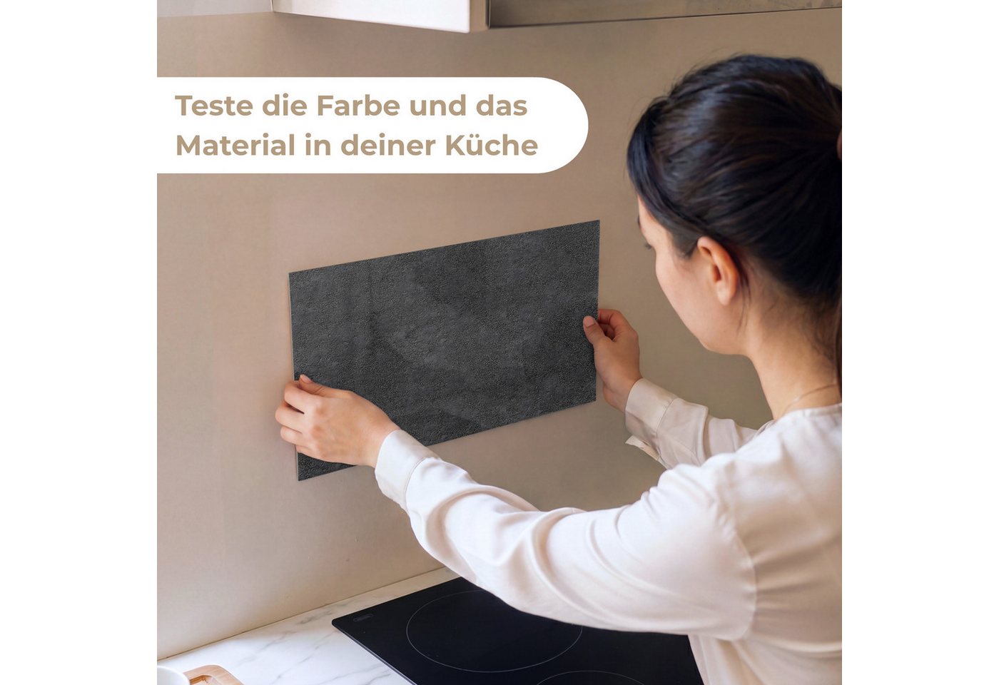 KitchenYeah Küchenrückwand Muster selbstklebend (keine Folie) Dunkelgrau - Asphalttextur - Rauh, (1-tlg), Spritzschutz, Küche, Rückwand, Küchenwand, Küchenfront – Bild 2 von 4