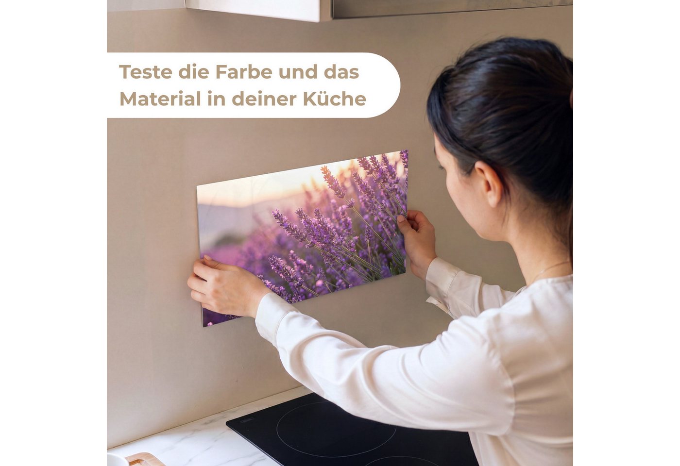 KitchenYeah Küchenrückwand Muster selbstklebend (keine Folie) Lavendel - Lila - Sonnenlicht, (1-tlg), Spritzschutz, Küche, Rückwand, Küchenwand, Küchenfront, 30 – Bild 2 von 4
