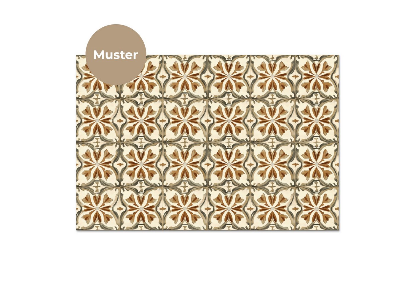 KitchenYeah Küchenrückwand Muster selbstklebend (keine Folie) Ornamentale Fliesen - Muster - Brau, (1-tlg), Spritzschutz, Küche, Rückwand, Küchenwand, Küchenfro – Bild 3 von 4