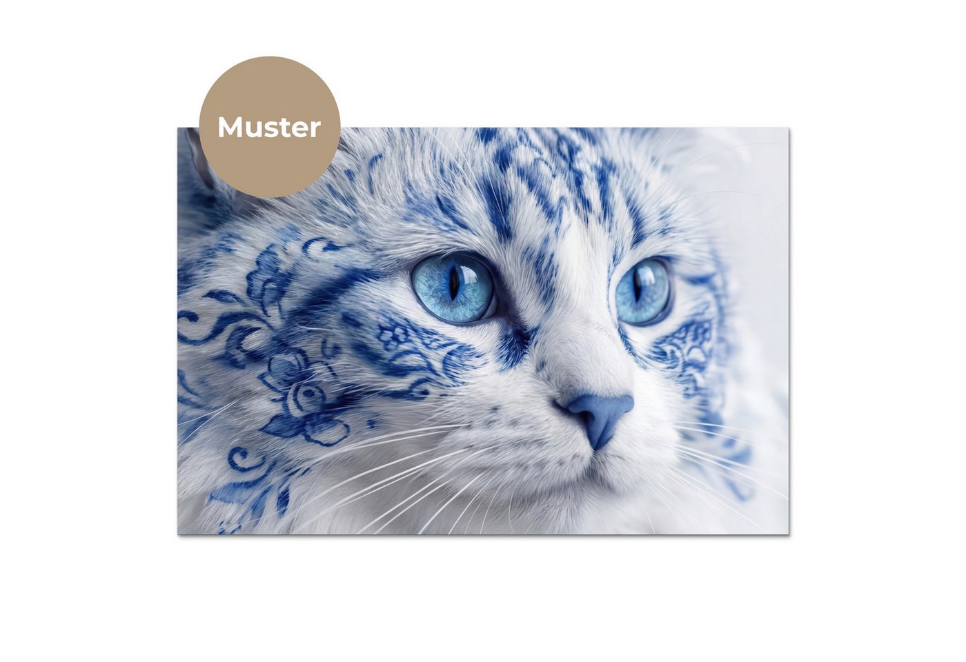 KitchenYeah Küchenrückwand Muster selbstklebend (keine Folie) Katze - Muster - Blau, (1-tlg), Spritzschutz, Küche, Rückwand, Küchenwand, Küchenfront, 30x20 cm – Bild 3 von 4