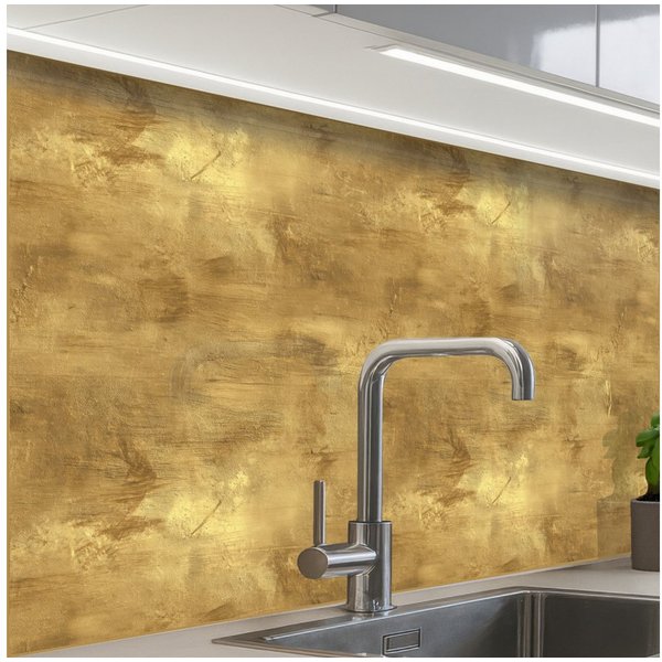 KitchenYeah Küchenrückwand Muster selbstklebend (keine Folie) Industriell - Textur - Gold, (1-tlg), Spritzschutz, Küche, Rückwand, Küchenwand, Küchenfront, 30x2
