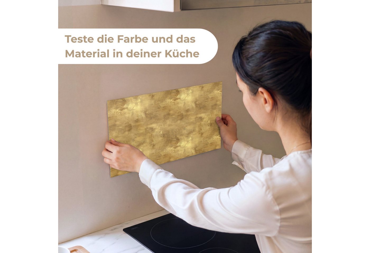 KitchenYeah Küchenrückwand Muster selbstklebend (keine Folie) Industriell - Textur - Gold, (1-tlg), Spritzschutz, Küche, Rückwand, Küchenwand, Küchenfront, 30x2 – Bild 2 von 4