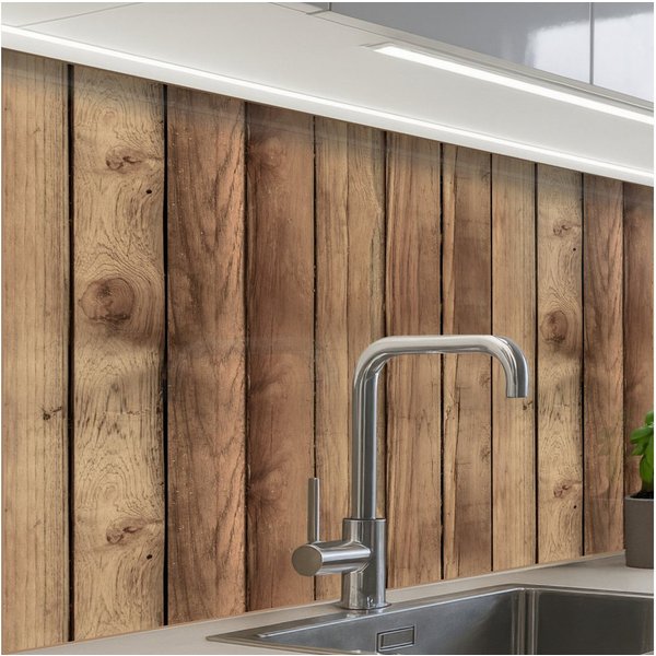 KitchenYeah Küchenrückwand Muster selbstklebend (keine Folie) Holz - Brocante - Muster, (1-tlg), Spritzschutz, Küche, Rückwand, Küchenwand, Küchenfront, 30x20 c