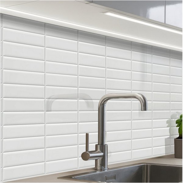 KitchenYeah Küchenrückwand Muster selbstklebend (keine Folie) Metro - Kacheln - Weiß, (1-tlg), Spritzschutz, Küche, Rückwand, Küchenwand, Küchenfront, 30x20 cm