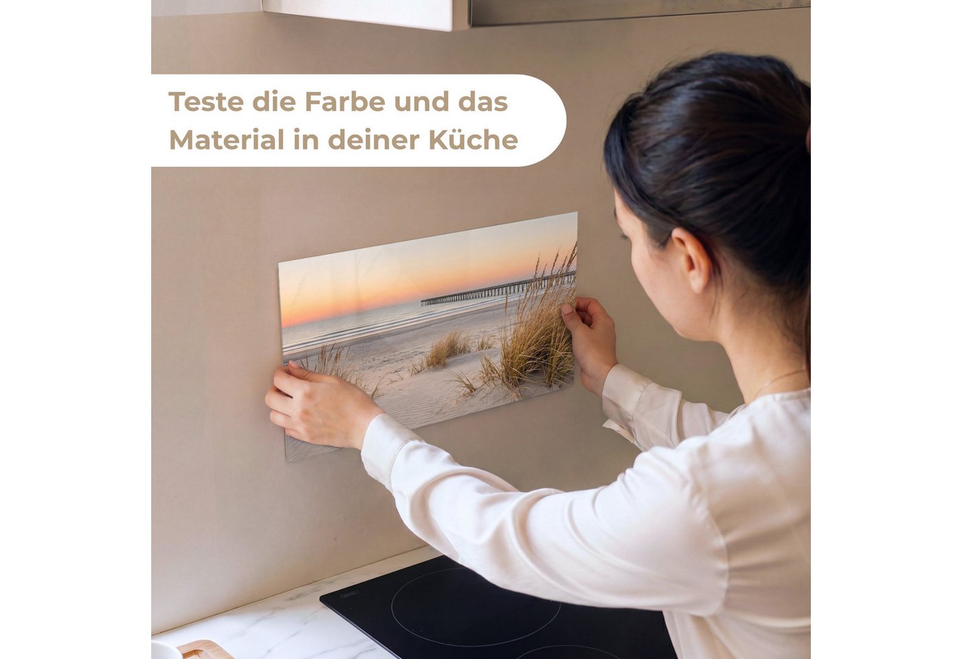 KitchenYeah Küchenrückwand Muster selbstklebend (keine Folie) Pier - Sonnenuntergang - Strand, (1-tlg), Spritzschutz, Küche, Rückwand, Küchenwand, Küchenfront,  – Bild 2 von 4