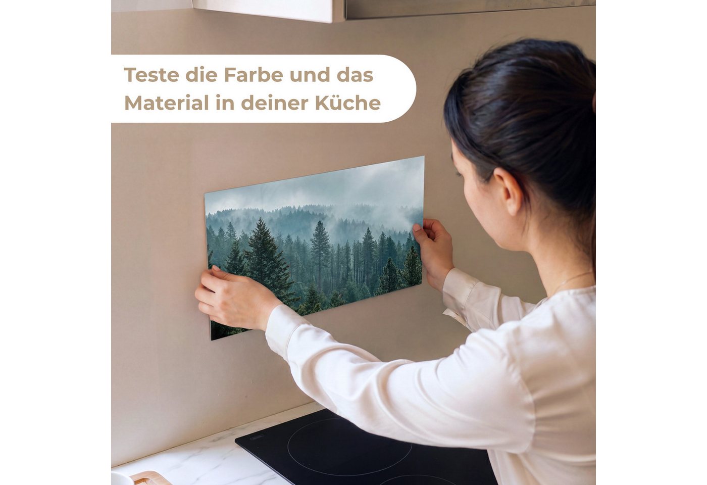 KitchenYeah Küchenrückwand Muster selbstklebend (keine Folie) Naaldwoud - Bergen - Nebel, (1-tlg), Spritzschutz, Küche, Rückwand, Küchenwand, Küchenfront, 30x20 – Bild 2 von 4