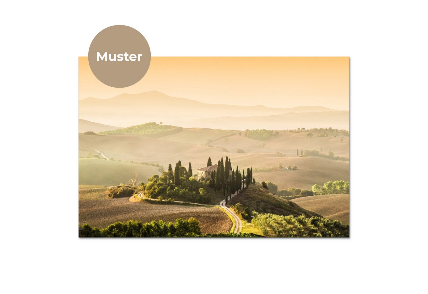 KitchenYeah Küchenrückwand Muster selbstklebend (keine Folie) Landschaft - Toskana - Morgenlicht, (1-tlg), Spritzschutz, Küche, Rückwand, Küchenwand, Küchenfron – Bild 3 von 4