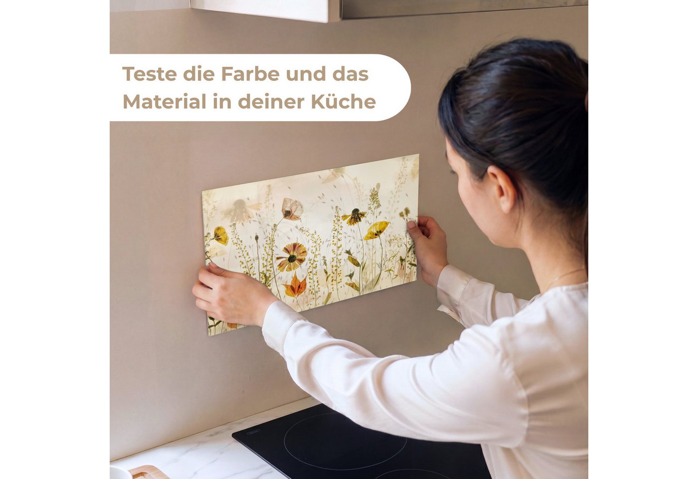 KitchenYeah Küchenrückwand Muster selbstklebend (keine Folie) Illustration - Pflanzen - Insekten, (1-tlg), Spritzschutz, Küche, Rückwand, Küchenwand, Küchenfron – Bild 2 von 4