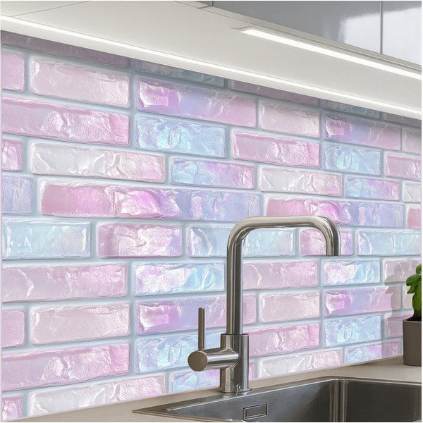 KitchenYeah Küchenrückwand Muster selbstklebend (keine Folie) Rosa - Perle - Glanz - Wand, (1-tlg), Spritzschutz, Küche, Rückwand, Küchenwand, Küchenfront, 30x2