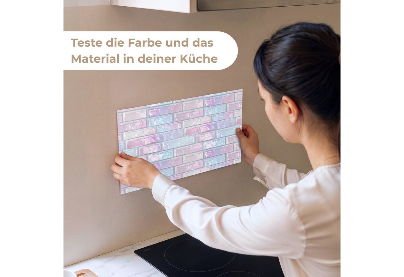 KitchenYeah Küchenrückwand Muster selbstklebend (keine Folie) Rosa - Perle - Glanz - Wand, (1-tlg), Spritzschutz, Küche, Rückwand, Küchenwand, Küchenfront, 30x2 – Bild 2 von 4
