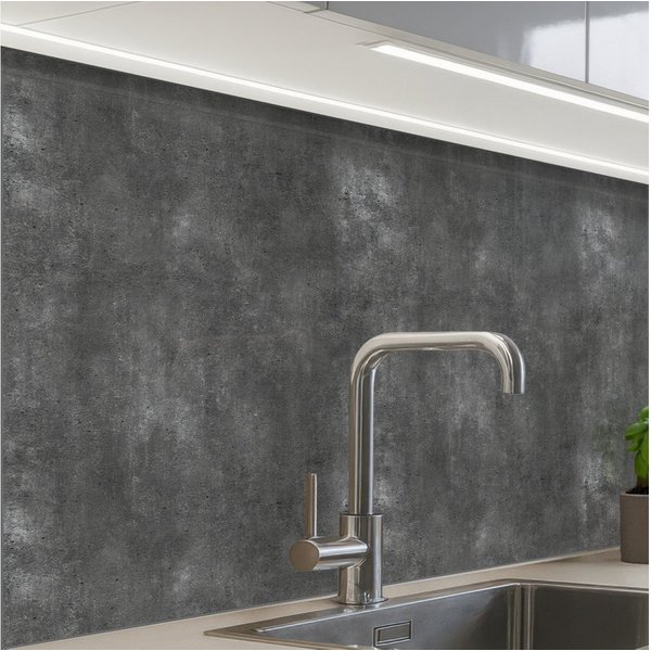 KitchenYeah Küchenrückwand Muster selbstklebend (keine Folie) Dunkelgrau - Roh - Konkret, (1-tlg), Spritzschutz, Küche, Rückwand, Küchenwand, Küchenfront, 30x20