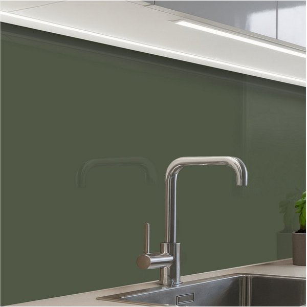 KitchenYeah Küchenrückwand Muster selbstklebend (keine Folie) Grün - Einfarbig - Olivgrün, (1-tlg), Spritzschutz, Küche, Rückwand, Küchenwand, Küchenfront, 30x2