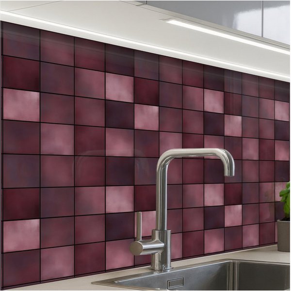 KitchenYeah Küchenrückwand Muster selbstklebend (keine Folie) Quadratisch - Fliese - Muster - Lil, (1-tlg), Spritzschutz, Küche, Rückwand, Küchenwand, Küchenfro