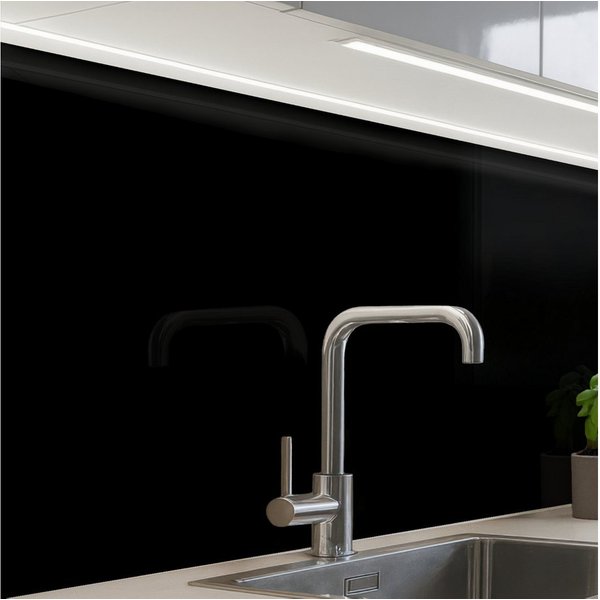 KitchenYeah Küchenrückwand Muster selbstklebend (keine Folie) Schwarz - Einfarbig, (1-tlg), Spritzschutz, Küche, Rückwand, Küchenwand, Küchenfront, 30x20 cm