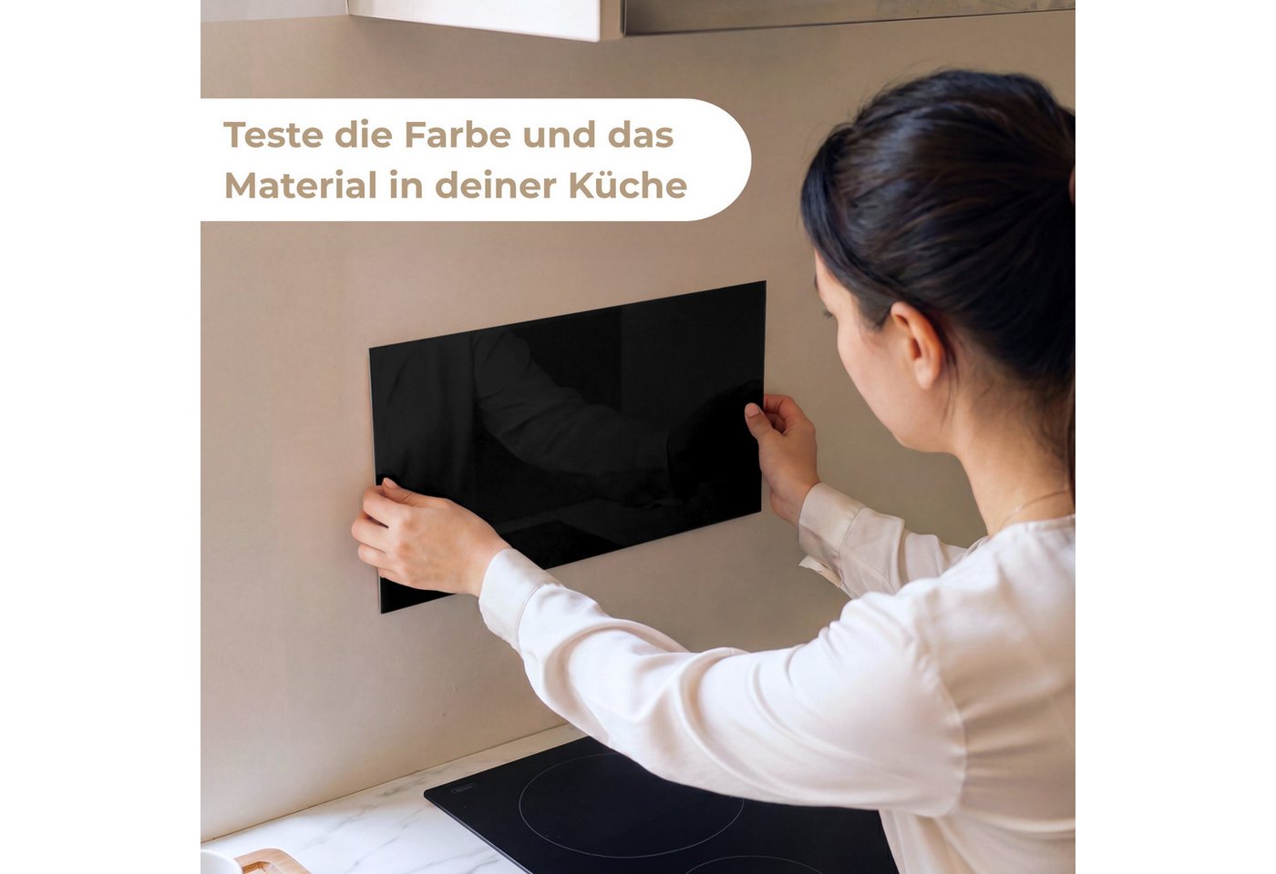 KitchenYeah Küchenrückwand Muster selbstklebend (keine Folie) Schwarz - Einfarbig, (1-tlg), Spritzschutz, Küche, Rückwand, Küchenwand, Küchenfront, 30x20 cm – Bild 2 von 4
