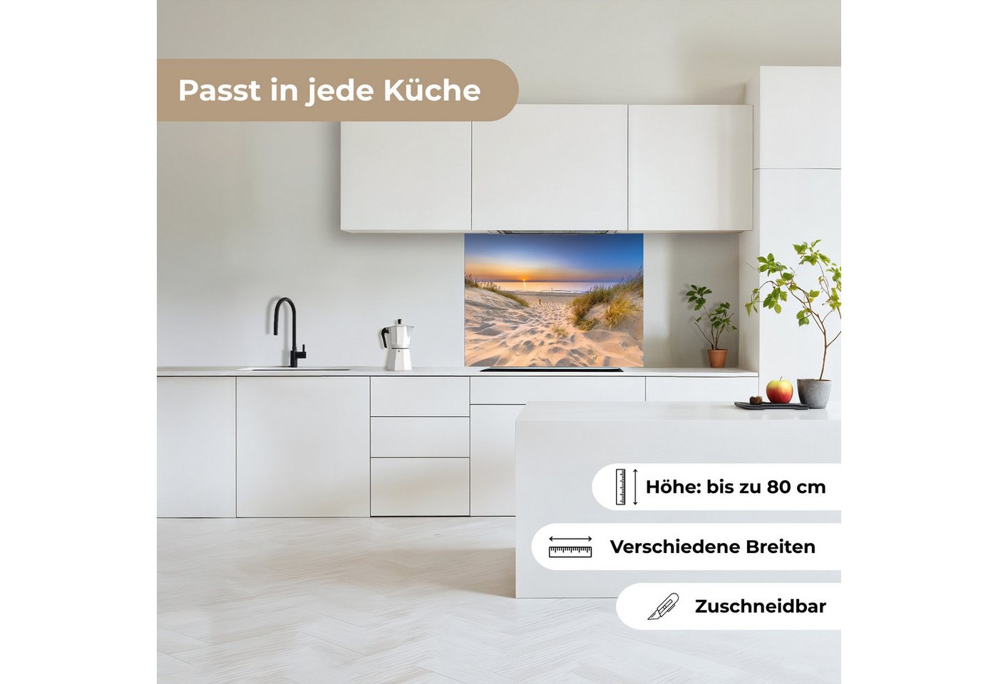 KitchenYeah Küchenrückwand selbstklebend Düne - Sonnenuntergang - Horizont - Strand - Gras, (1-tlg), Spritzschutz, Küche, Rückwand, Küchenwand, Küchenfront, 80x – Bild 4 von 5