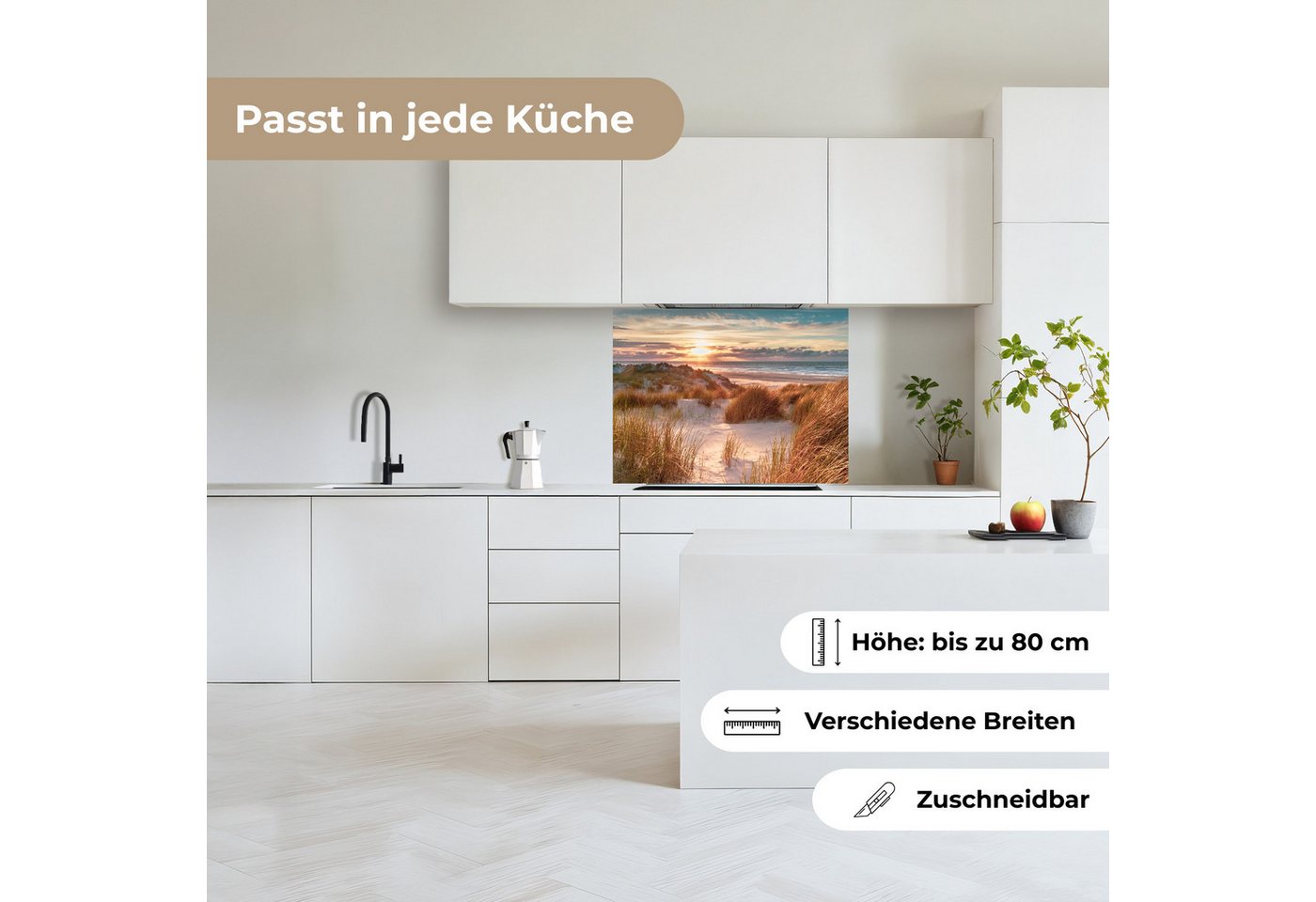 KitchenYeah Küchenrückwand selbstklebend Düne - Pflanzen - Sonnenuntergang - Strand - Meer, (1-tlg), Spritzschutz, Küche, Rückwand, Küchenwand, Küchenfront, 80x – Bild 4 von 5