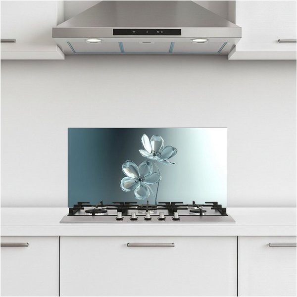 KitchenYeah Küchenrückwand selbstklebend (keine Folie) Kristall - Blumen - Grau, (1-tlg), Küchenrückwand, Spritzschutz, Kitchen, 60x30 cm