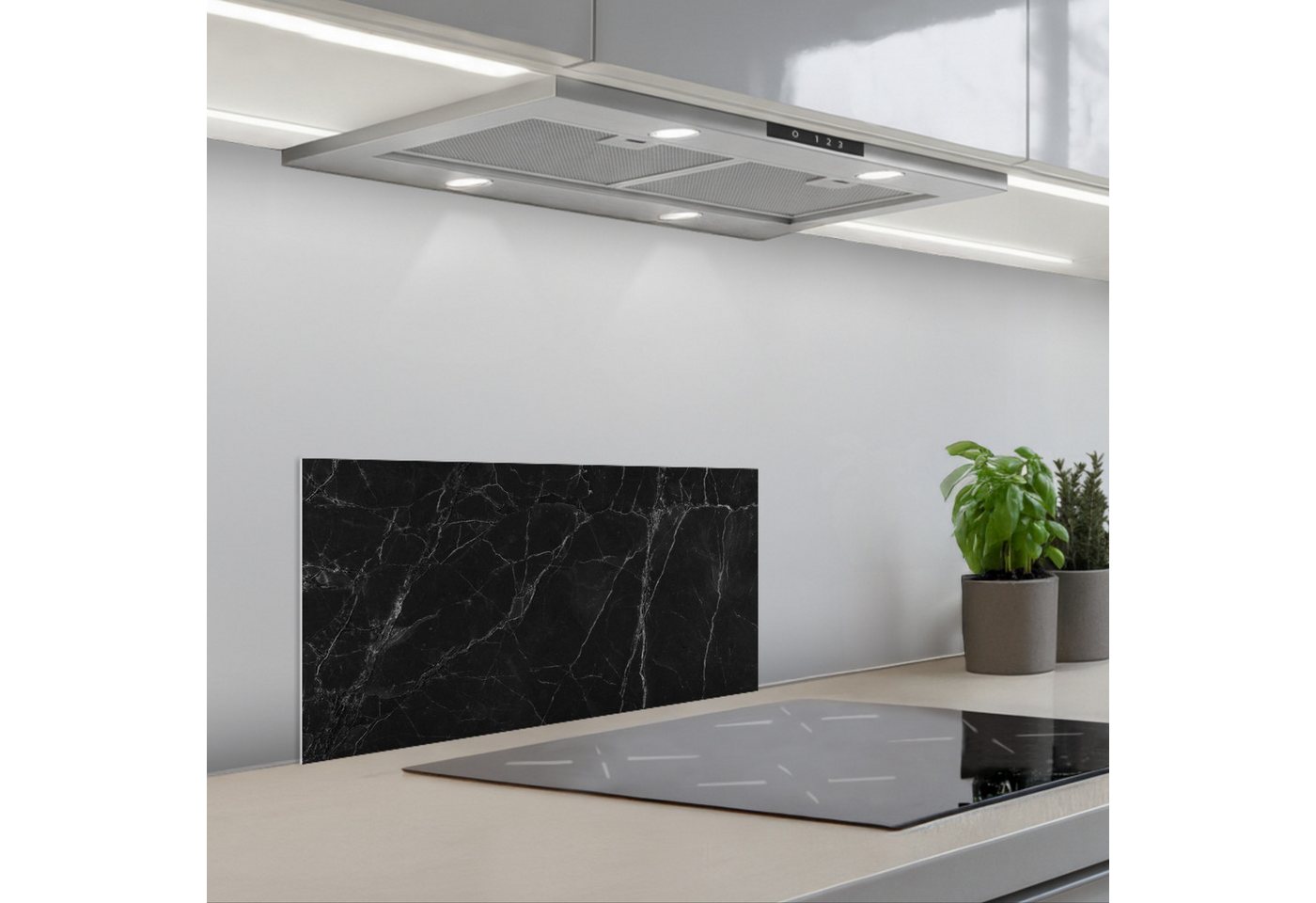 KitchenYeah Küchenrückwand selbstklebend (keine Folie) Marmor - Schwarz, (1-tlg), Küchenrückwand, Spritzschutz, Kitchen, 60x30 cm – Bild 2 von 5