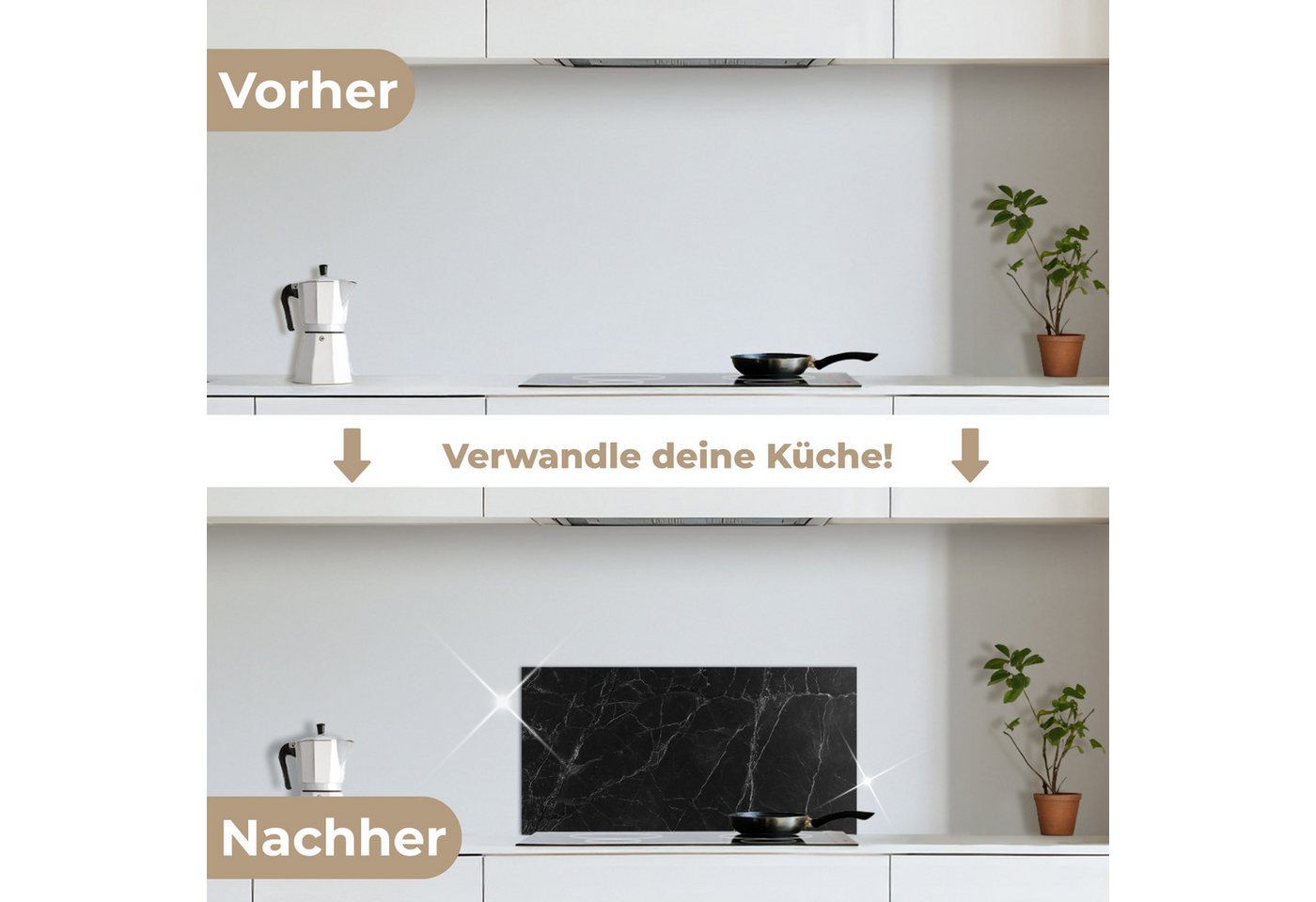 KitchenYeah Küchenrückwand selbstklebend (keine Folie) Marmor - Schwarz, (1-tlg), Küchenrückwand, Spritzschutz, Kitchen, 60x30 cm – Bild 4 von 5