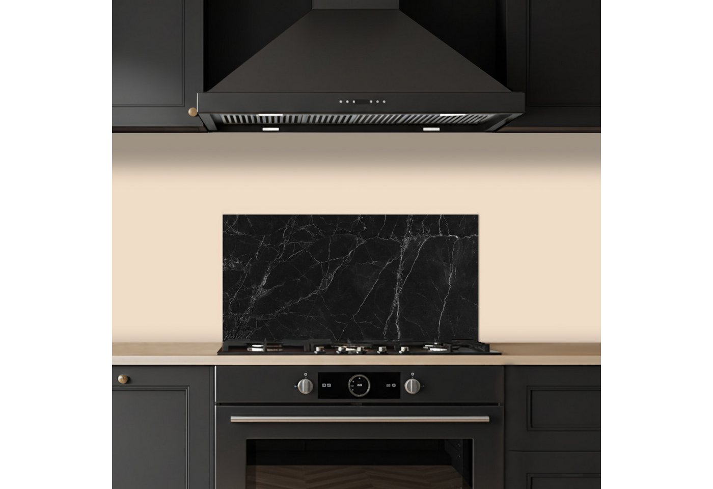 KitchenYeah Küchenrückwand selbstklebend (keine Folie) Marmor - Schwarz, (1-tlg), Küchenrückwand, Spritzschutz, Kitchen, 60x30 cm – Bild 5 von 5