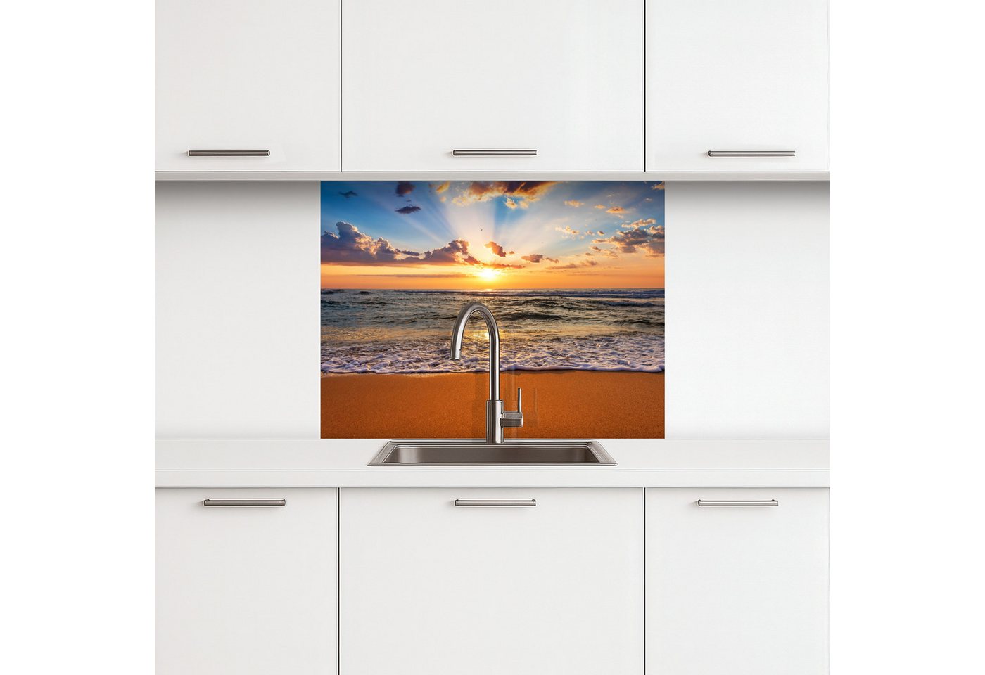 KitchenYeah Küchenrückwand selbstklebend Strand - Sonnenuntergang - Meer - Wolken - Horizont, (1-tlg), Spritzschutz, Küche, Rückwand, Küchenwand, Küchenfront, 8 – Bild 2 von 5