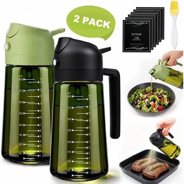 Kityhome Ölspender 2-in-1 Ölspender & Sprüher, 470ml, Glas, UV-Schutz, (2-tlg), Ölspender-Set,Sprühfunktion,Gießfunktion,470 ml *2