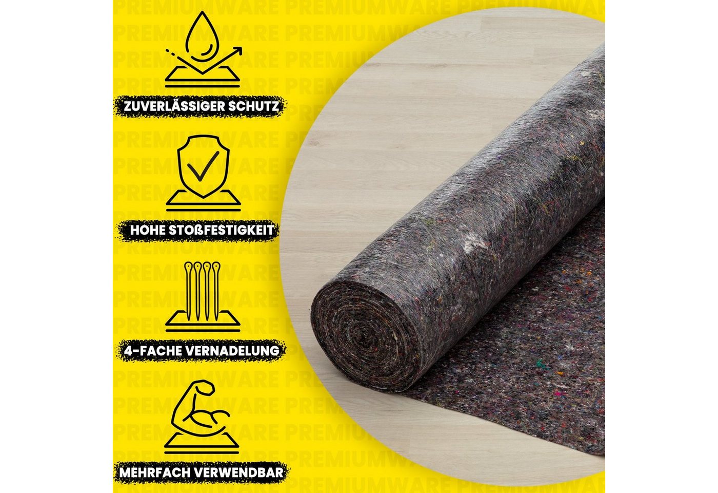 KK Verpackungen Abdeckfolie, Malervlies Abdeckvlies Grau 1 m x 5 m PE-Folie 180 g/m² – Bild 3 von 5