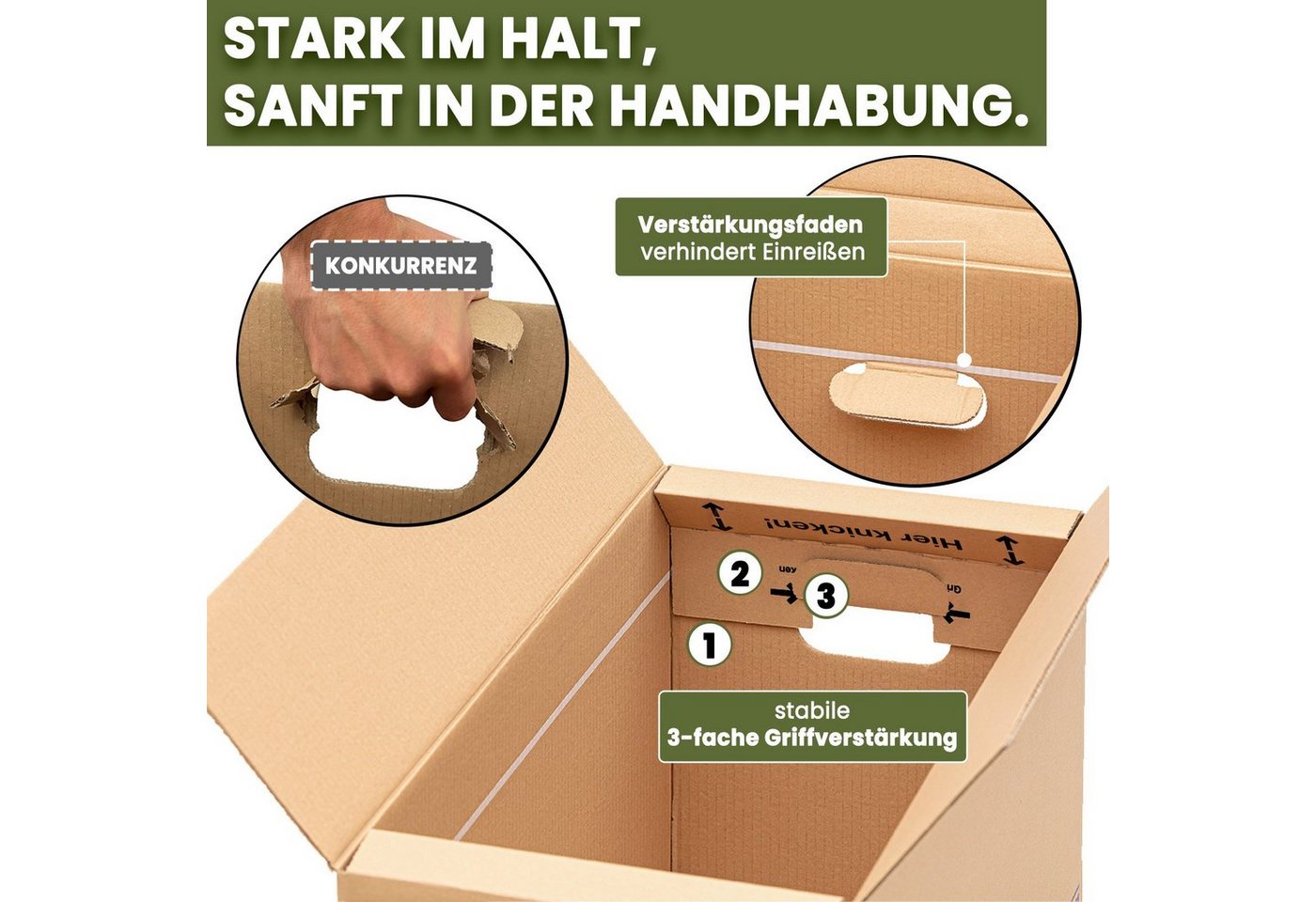 KK Verpackungen Aufbewahrungsbox (Spar-Set, 25 St., 25er-Set), Umzugskartons Umzugskiste Bücherkarton in Basicqualität Braun – Bild 4 von 5