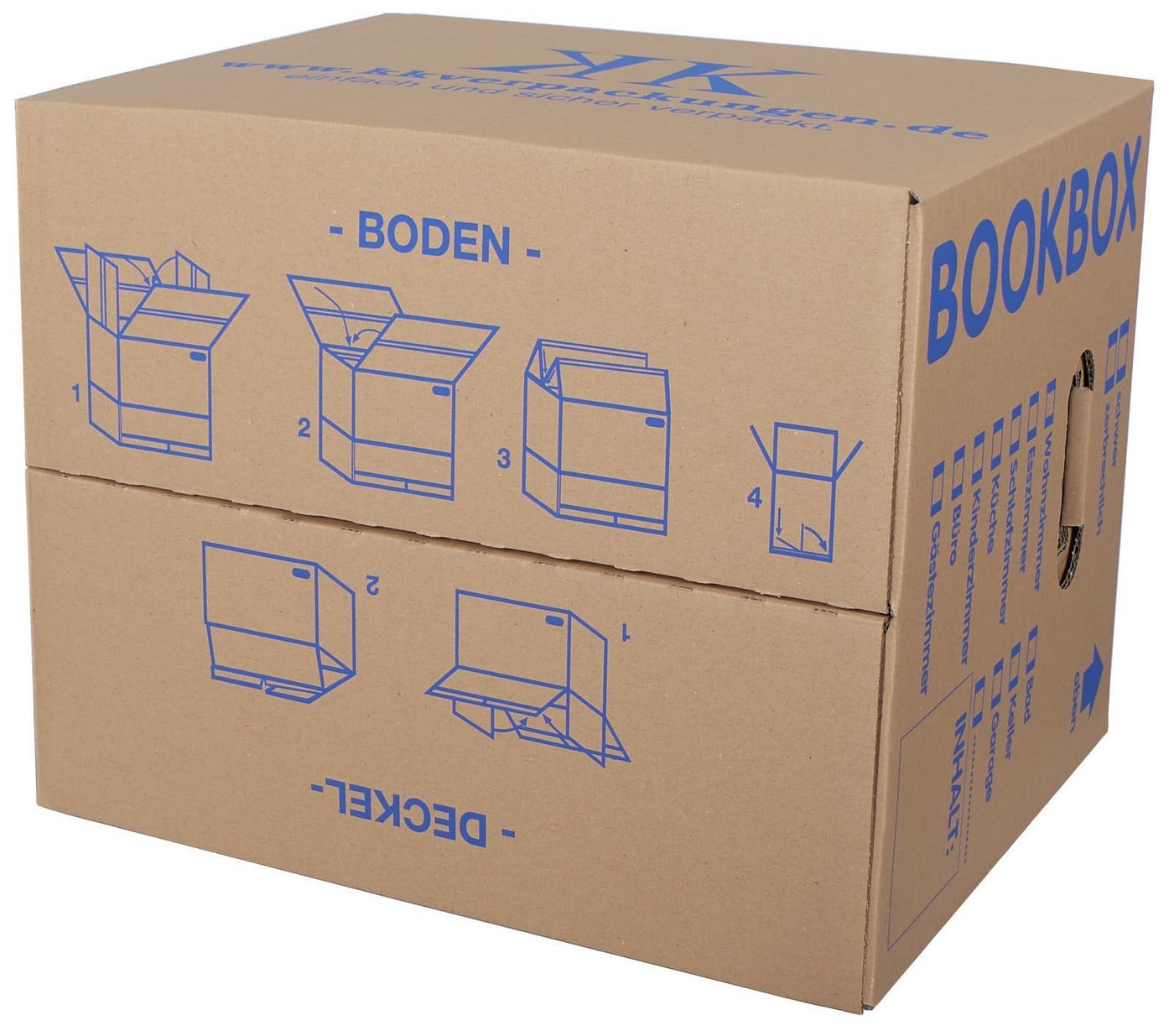 KK Verpackungen Aufbewahrungsbox (Spar-Set, 50 St., 50er-Set), Profi Bücherkartons Bücherkarton Umzugskiste 2-wellig 40kg Braun – Bild 3 von 5