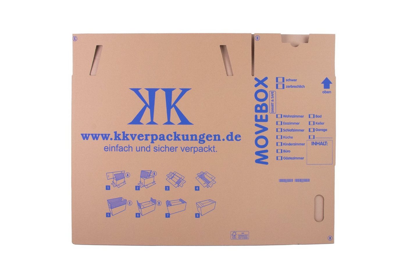 KK Verpackungen Umzugskarton, 10 Umzugskartons Movebox Smart & Safe Umzugskiste 30 kg Braun – Bild 4 von 5