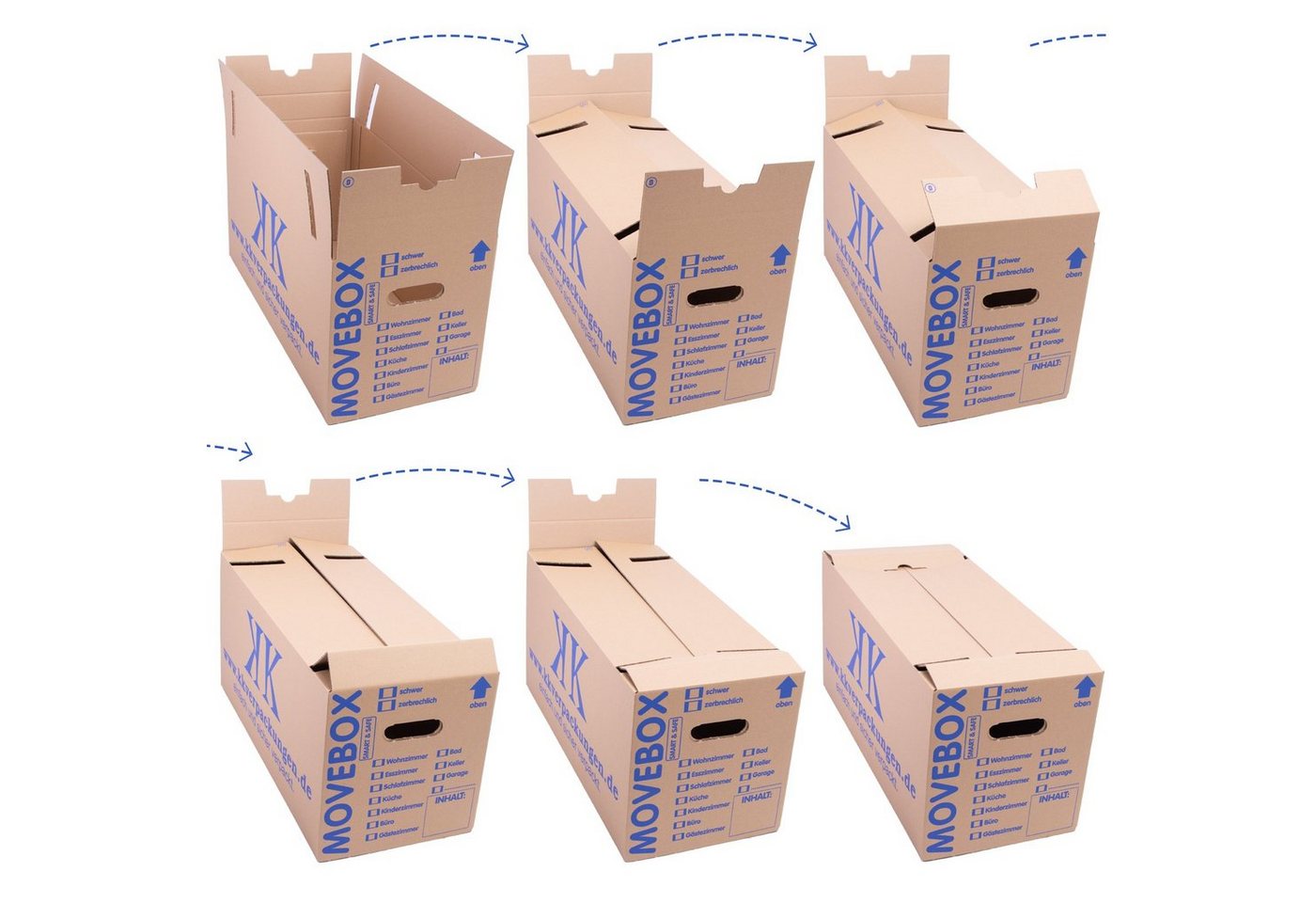 KK Verpackungen Umzugskarton, 10 Umzugskartons Movebox Smart & Safe Umzugskiste 30 kg Braun – Bild 5 von 5
