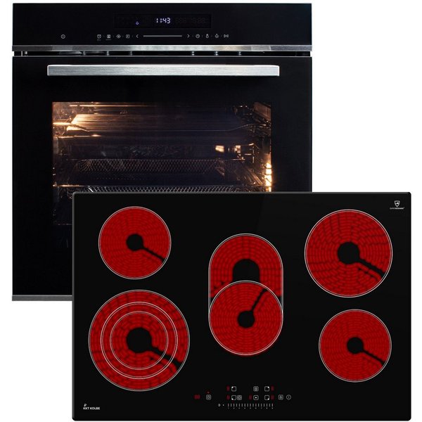 KKT KOLBE Backofen-Set Backofen und Kochfeld SET8017CH77RL, mit 2-fach Teleskopauszug, Herdset / Heißluft / Einbaubackofen / Kochmulde
