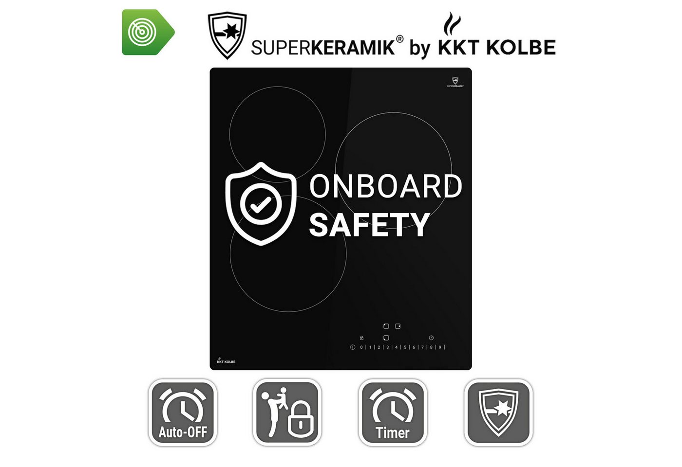 KKT KOLBE Elektro-Kochfeld KF4500RL, 45cm Herdplatte Kochmulde Kochplatte Glaskeramik 3 Zonen Autark – Bild 2 von 5