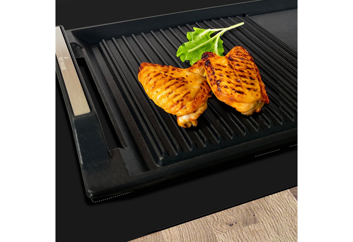 KKT KOLBE Grillpfanne BBQ20 Grillplatte, für Induktionskochfelder, Riffeloberfläche, Aluminiumguss (1 x Grillplatte), für Induktionskochfelder / Riffeloberfläch – Bild 4 von 5