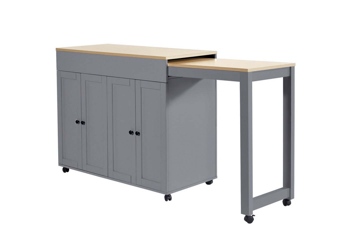 KLAM HOME Bartisch Moderner ausziehbarer Bartisch mit Stauraum(118-180×50×94cm) (Ausziehbarer Esstisch mit sechs AblageflächenStehtisch Bistrotisch), für Esszim – Bild 2 von 5